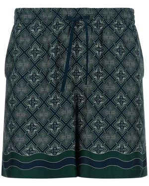 CASABLANCA Radiating Monogram-Pattern Shorts - Green