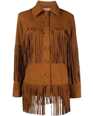 Dan Cassab Rimon Fringed Leather Jacket - Brown