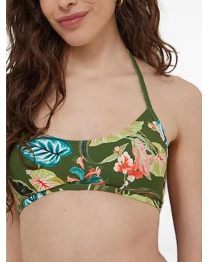 Liu Jo Floral-Print Halterneck Bikini Top - Green