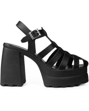 Altercore Amy Cage-Style Platform Sandals - Black