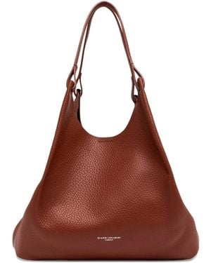Gianni Chiarini Dua Maxi-Grain Leather Shoulder Bag - Brown