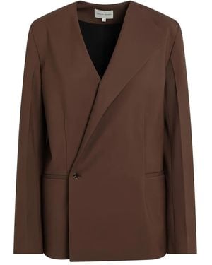 Loulou de Saison Double-Breasted Collarless Jacket - Brown
