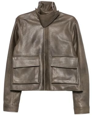 Rick Owens Funnel-Neck Jacket - Brown