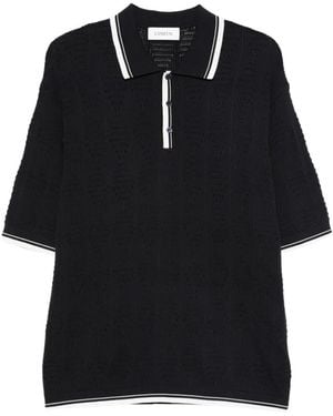 Laneus Contrasting-Trim Polo Shirt - Black