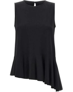 Kaos Ruffled-Hem Sleeveless Blouse - Black