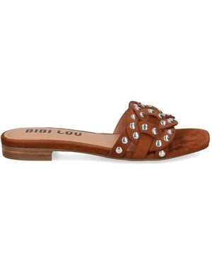 Bibi Lou Studded Woven Sandals - Brown