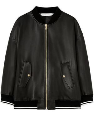 Palm Angels University Leather Bomber - Black