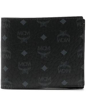 MCM Small Monogram-Print Bi-Fold Wallet - Black
