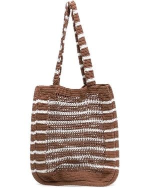 Faithfull the Brand Striped Crochet Tote Bag - Brown
