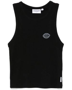 Chocoolate Ribbed Tank Top - Black