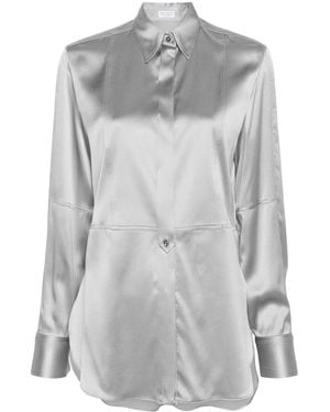 Brunello Cucinelli Long-Sleeve Satin Shirt - Grey