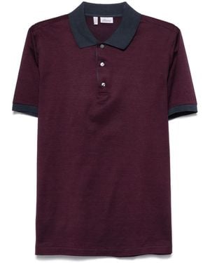 Brioni パターンジャカード ポロシャツ - パープル