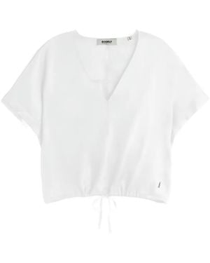 Ecoalf Dora Drawstring-Hem V-Neck Shirt - White