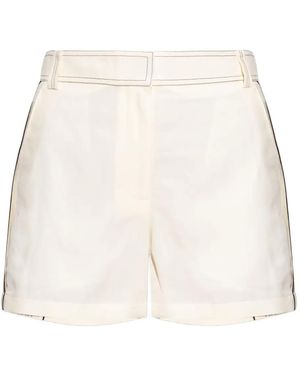 Tory Burch Contrast-Stitching Shorts - Natural