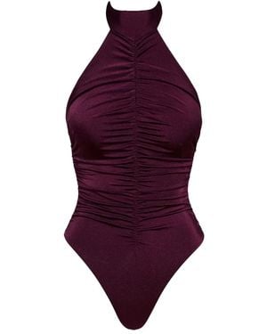 Noire Swimwear Ruched Halterneck Swimsuit - Purple