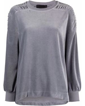 Alberta Ferretti Velvet Rib-Trimmed Sweatshirt - Grey