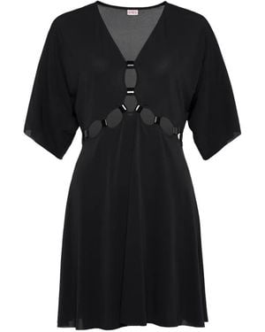 Eres Connection V-Neck Cutout Dress - Black