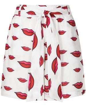 Amir Slama Lip-Print Shorts - Red