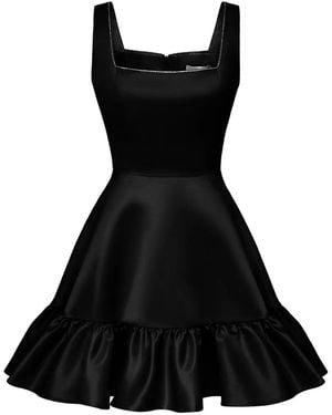 POST MERIDIEM Ruffle-Hem Mini Dress - Black
