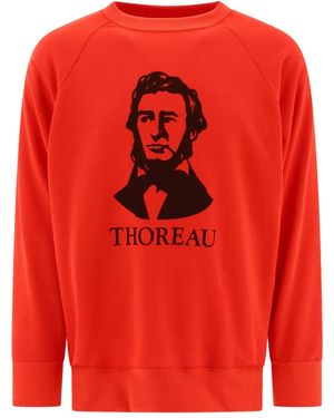 Mountain Research Thoreau-Print Raglan-Sleeves Sweatshirt - Red