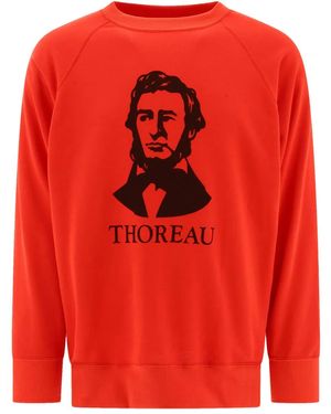 Mountain Research Thoreau-Print Raglan-Sleeves Sweatshirt - Red