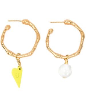 Forte Forte Boucles D'Oreilles À Breloque Cœur - Métallisé