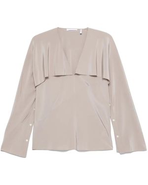 Helmut Lang Silk Georgette Scarf Blouse - White