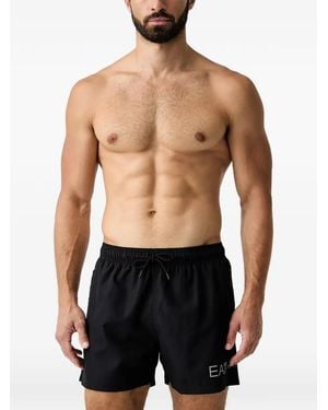 EA7 Logo-Print Swim Shorts - Black