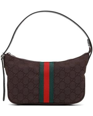 Gucci Small Lunetta Gg Web-Stripe Shoulder Bag - Brown