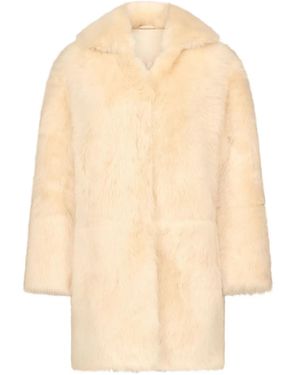 Loulou de Saison Ruben Spread-Collar Lamb-Fur Coat - Natural