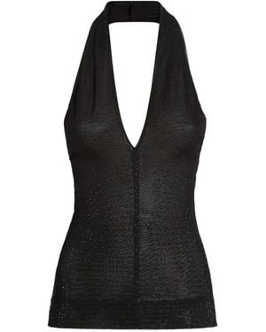 Genny V-Neck Tank Top - Black