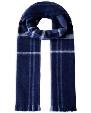 Hackett Check-Pattern Fringed Scarf - Blue