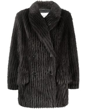 Stand Studio Zenni Double-Breasted Faux-Fur Jacket - Black