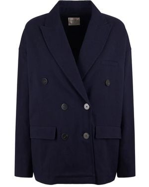 forte_forte Embellished Double-Breasted Coat - Blue
