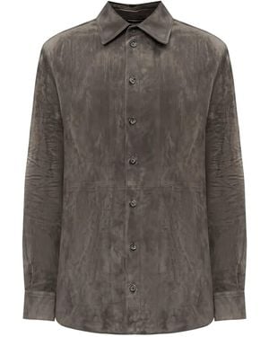 Dolce & Gabbana Suede Button-Down Shirt - Brown