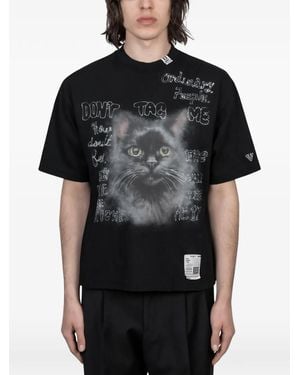 Maison Mihara Yasuhiro T-Shirt À Imprimé Chat - Black