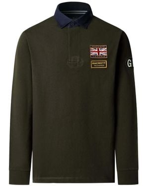 Hackett Heritage Rally Badge-Patch Polo Shirt - Green