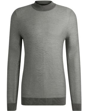 BOSS Zijden Sweater Met Ronde Hals - Grijs