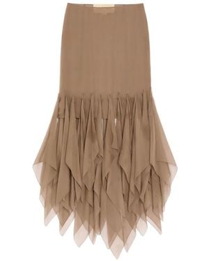 Valentino Garavani Asymmetrical Chiffon Midi Skirt - Natural