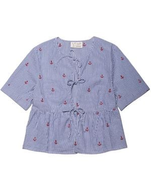 MC2 Saint Barth Blouse Rayée À Broderie Ancre - Blue