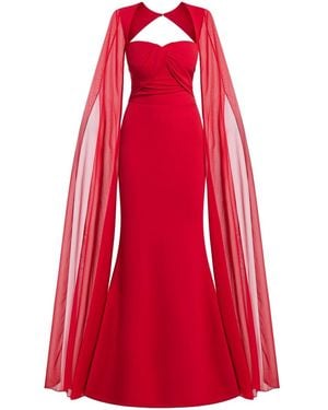 ZEENA ZAKI Rania Cape-Abendkleid - Rot