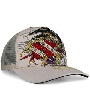 Ed Hardy Rhinestone-Embellished Eagle-Print Hat - Natural