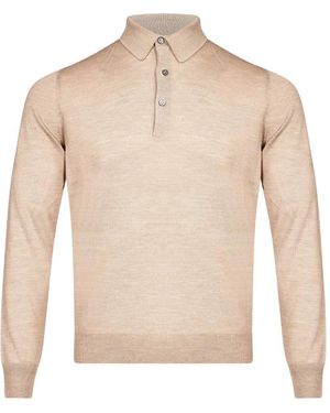 Tagliatore Palmer Long-Sleeve Knitted Polo Shirt - Natural