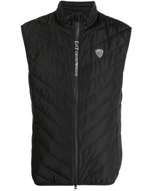 EA7 Logo-Patch Quilted Padded Gilet - Black