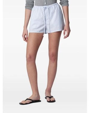 DUNST Striped Drawstring Shorts - Blue