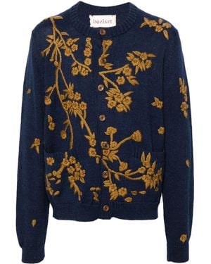 BAZISZT Floral-Embroidered Cardigan - Blue
