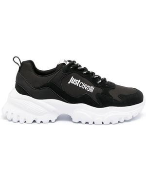 Just Cavalli Logo-Print Lace-Up Trainers - Black