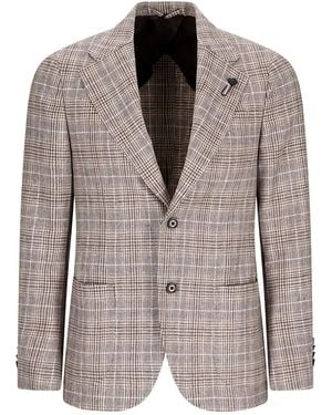 Lardini Geruit Jack Met Twee Knopen - Bruin