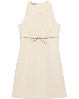 Prada Bow Detailing Short Dress - Natural