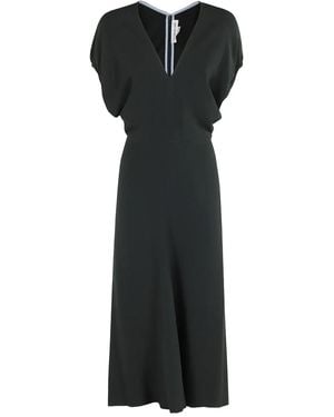 Victoria Beckham V-Neck Midi Dress - Black